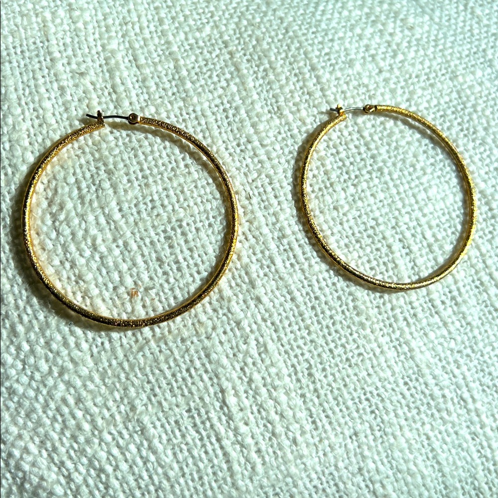 Gold Glitter Fashion Hoop Earrings